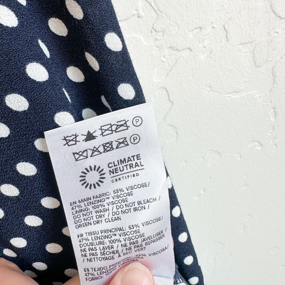 Reformation | NWT Afton Polka Dot Lace Trim Midi Dress in Blue Dream Dot size 10 - Picture 10 of 10